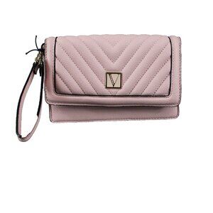 Victorias Secret Pink Black 7 x 4 x 3 Faux Leather Wristlet Purse